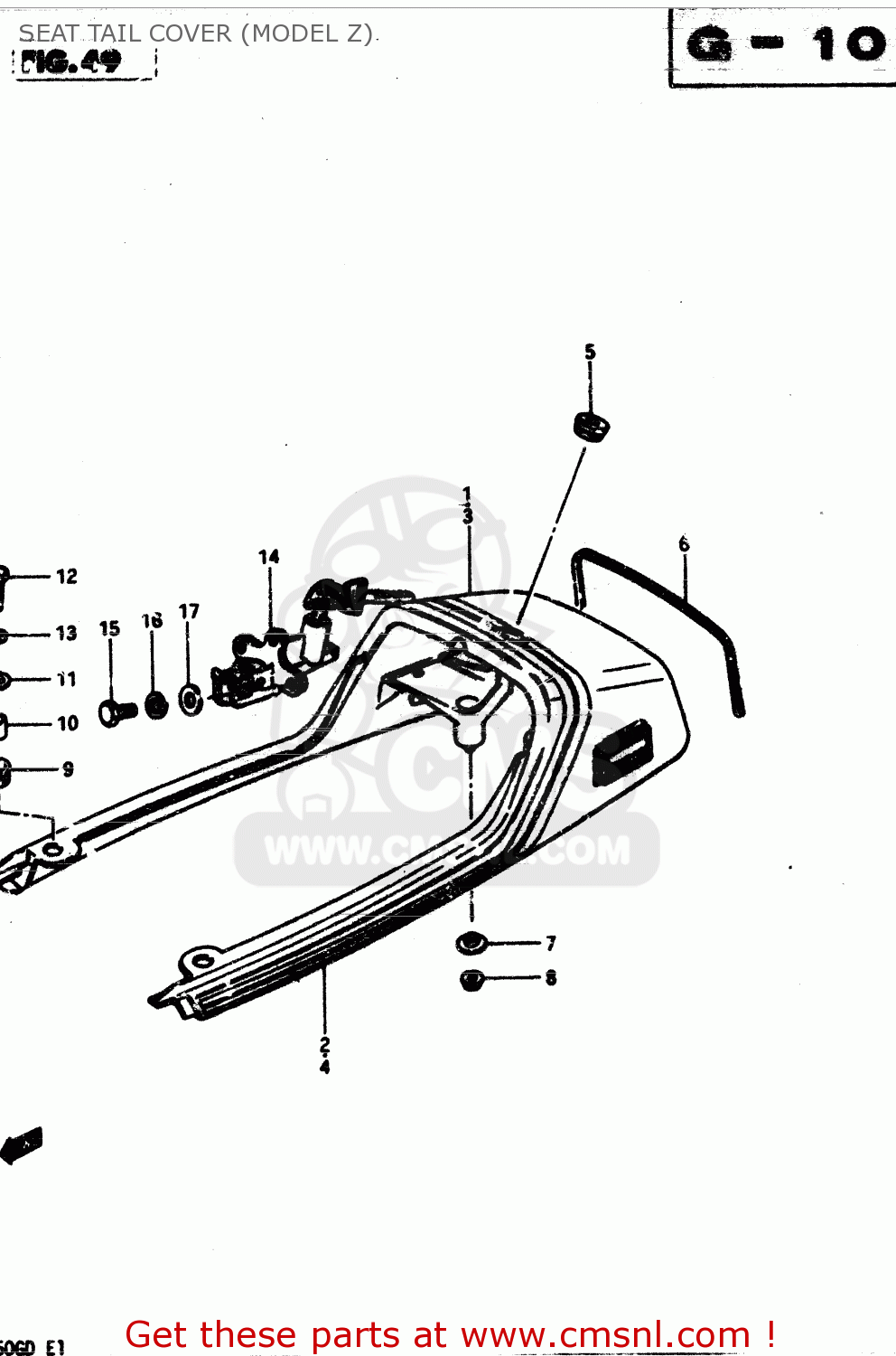 SEAT TAIL COVER (MODEL Z) GS850G 1983 (D) GENERAL EXPORT (E01)