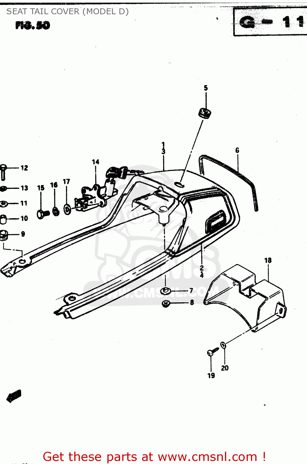 SEAT TAIL COVER (MODEL D) GS850G 1983 (D) GENERAL EXPORT (E01)
