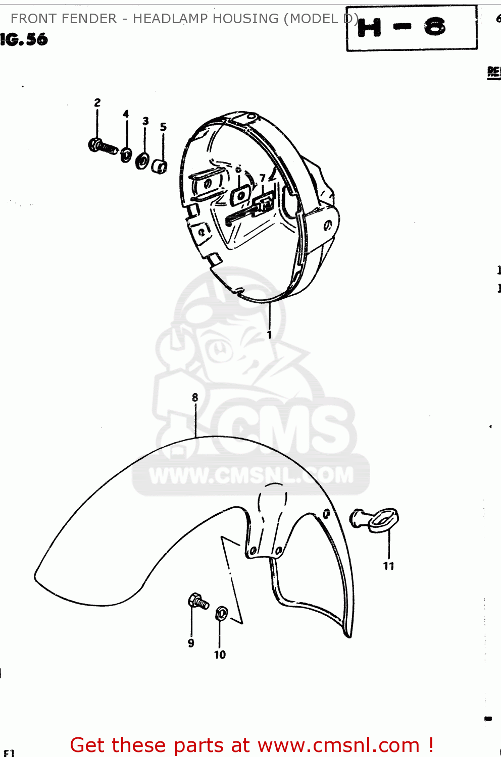 FRONT FENDER - HEADLAMP HOUSING (MODEL D) GS850G 1983 (D) GENERAL EXPORT (E01)