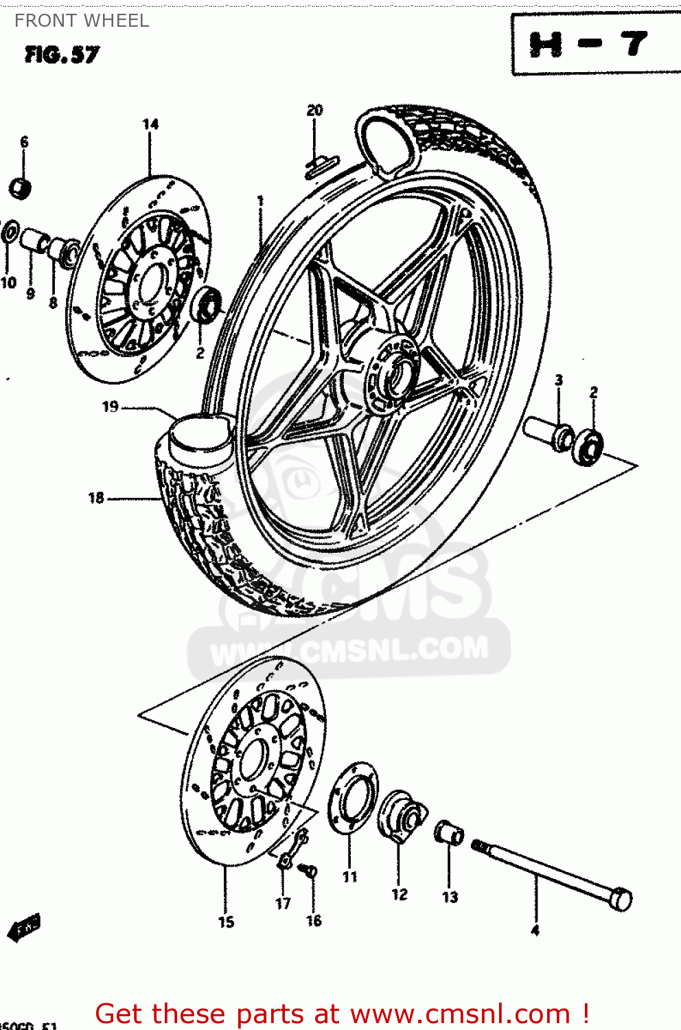 FRONT WHEEL GS850G 1983 (D) GENERAL EXPORT (E01)