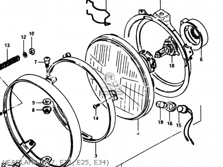 HEADLAMP (E17, E21, E25, E34) - GS850G 1983 (D) GENERAL EXPORT (E01)