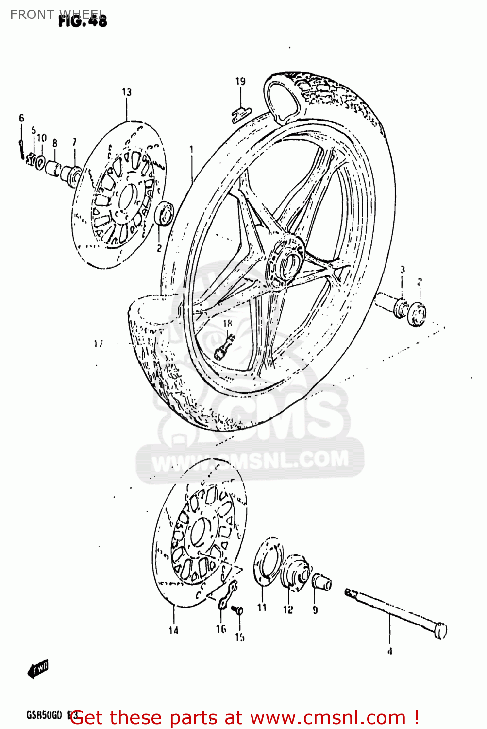 FRONT WHEEL GS850G 1983 (D) USA (E03)