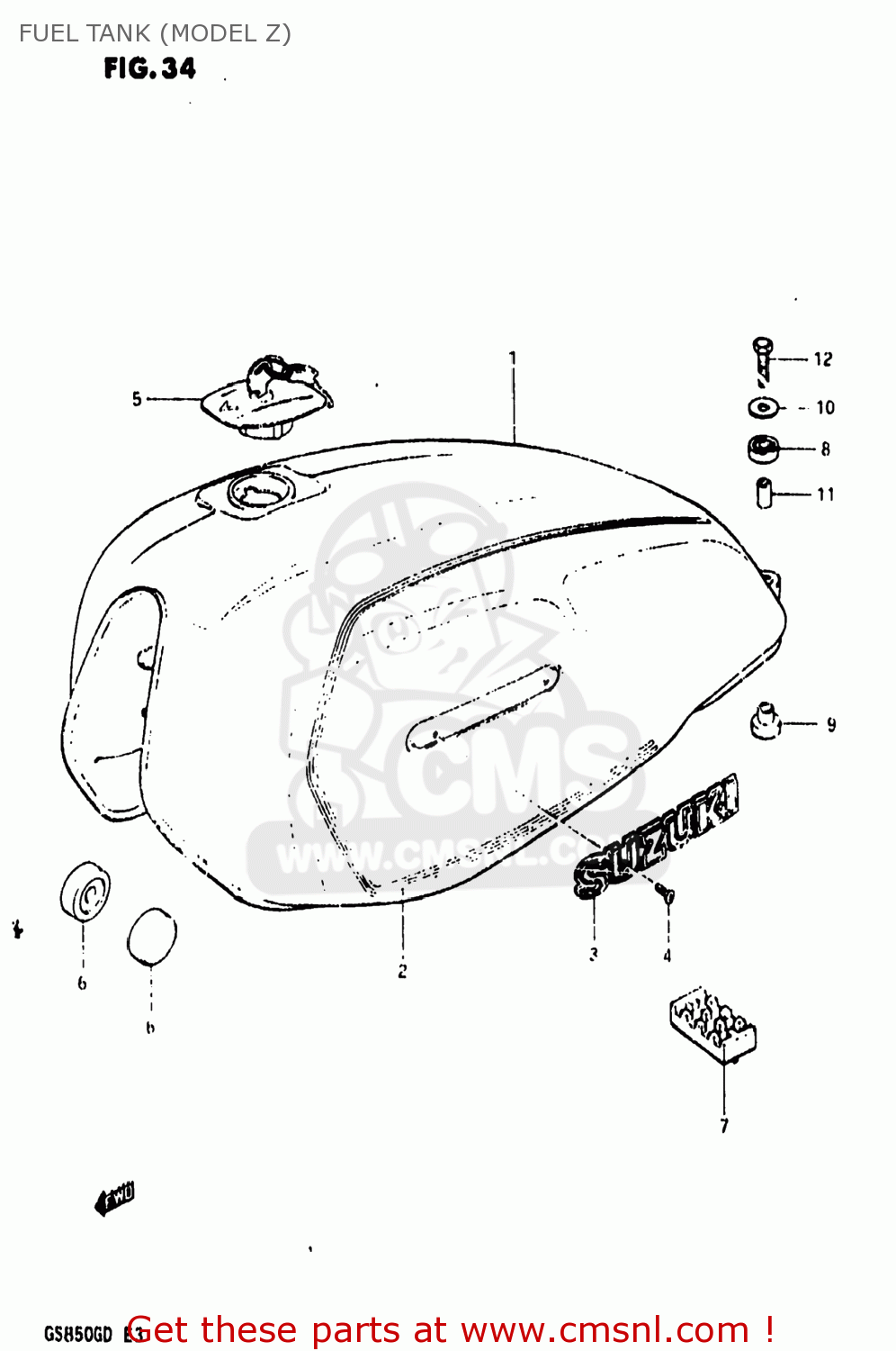 FUEL TANK (MODEL Z) GS850G 1983 (D) USA (E03)