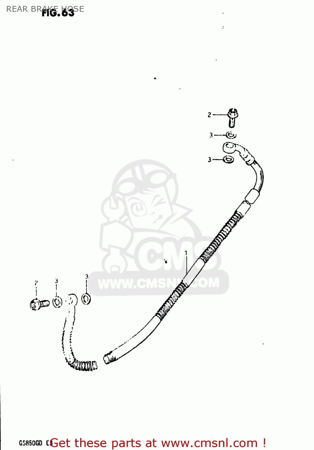 REAR BRAKE HOSE GS850G 1983 (D) USA (E03)
