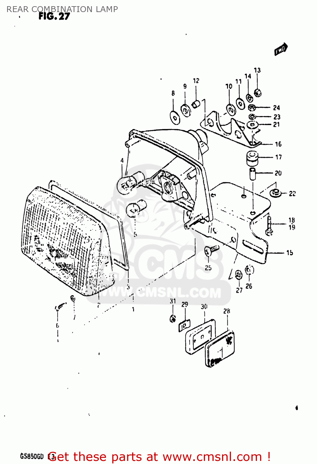 REAR COMBINATION LAMP GS850G 1983 (D) USA (E03)