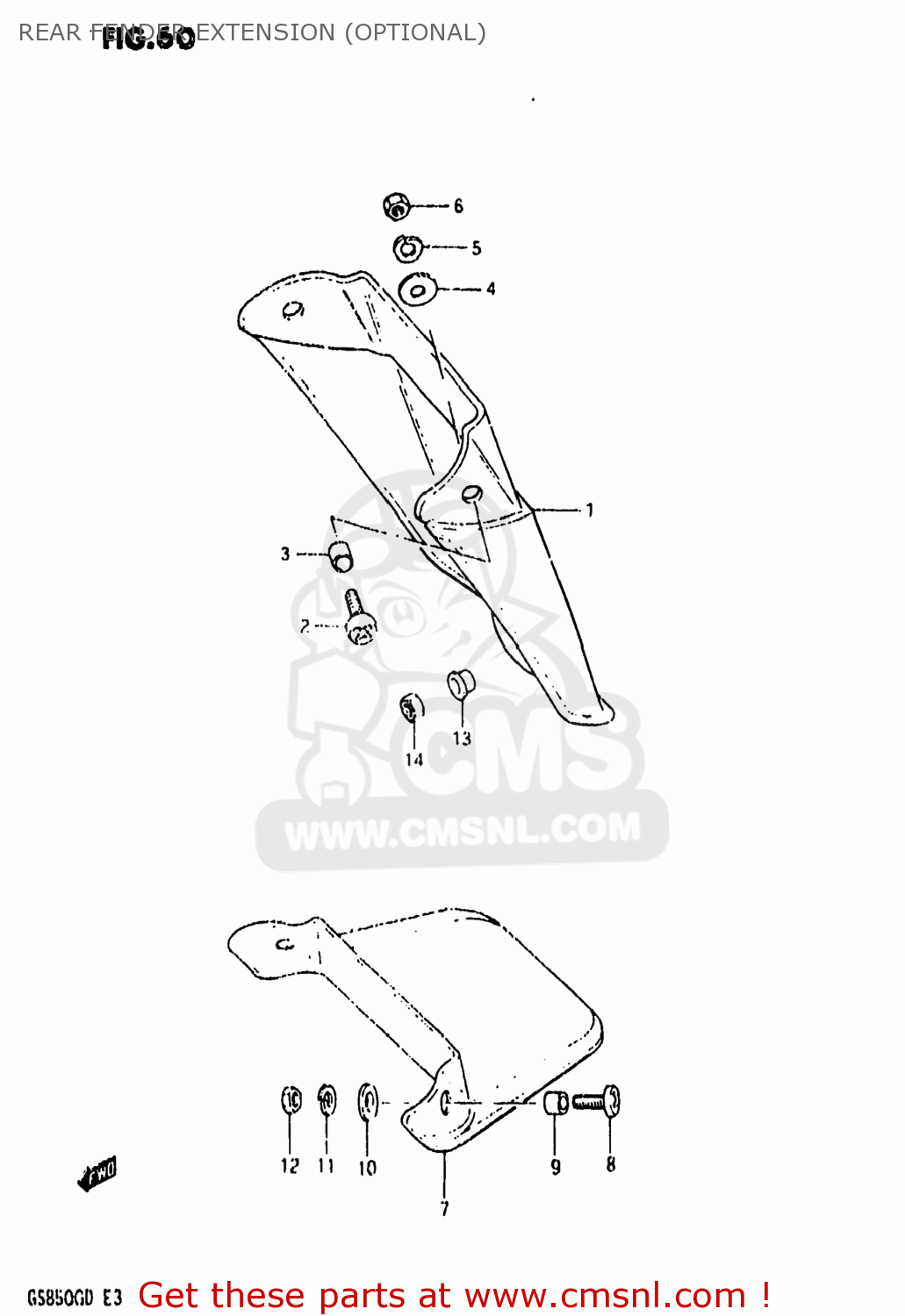 REAR FENDER EXTENSION (OPTIONAL) GS850G 1983 (D) USA (E03)