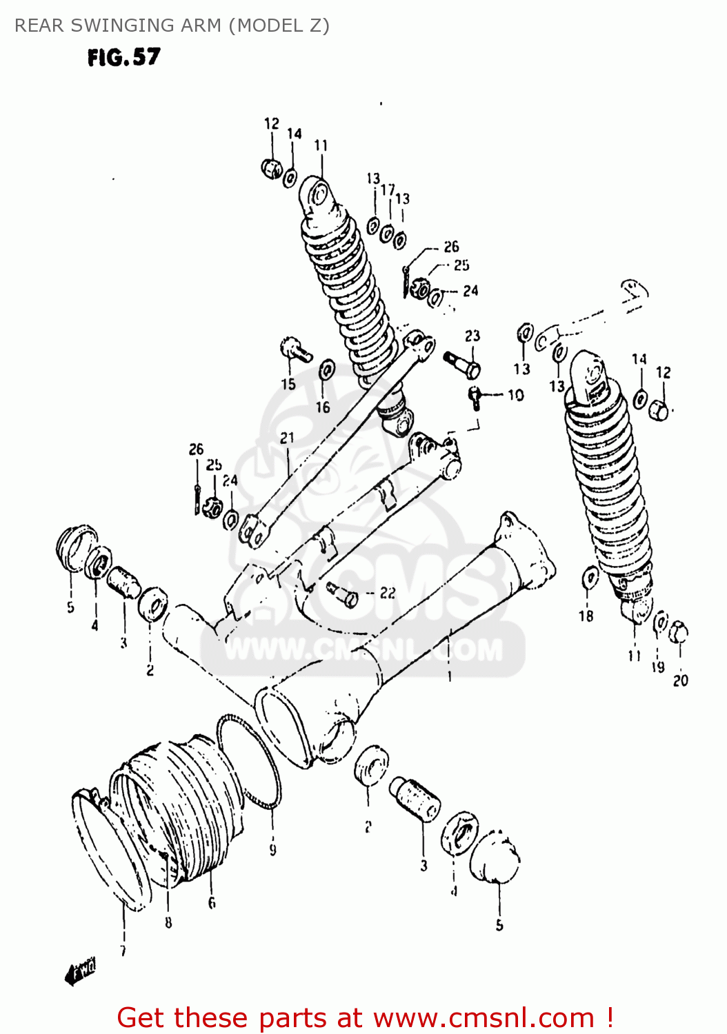 REAR SWINGING ARM (MODEL Z) GS850G 1983 (D) USA (E03)