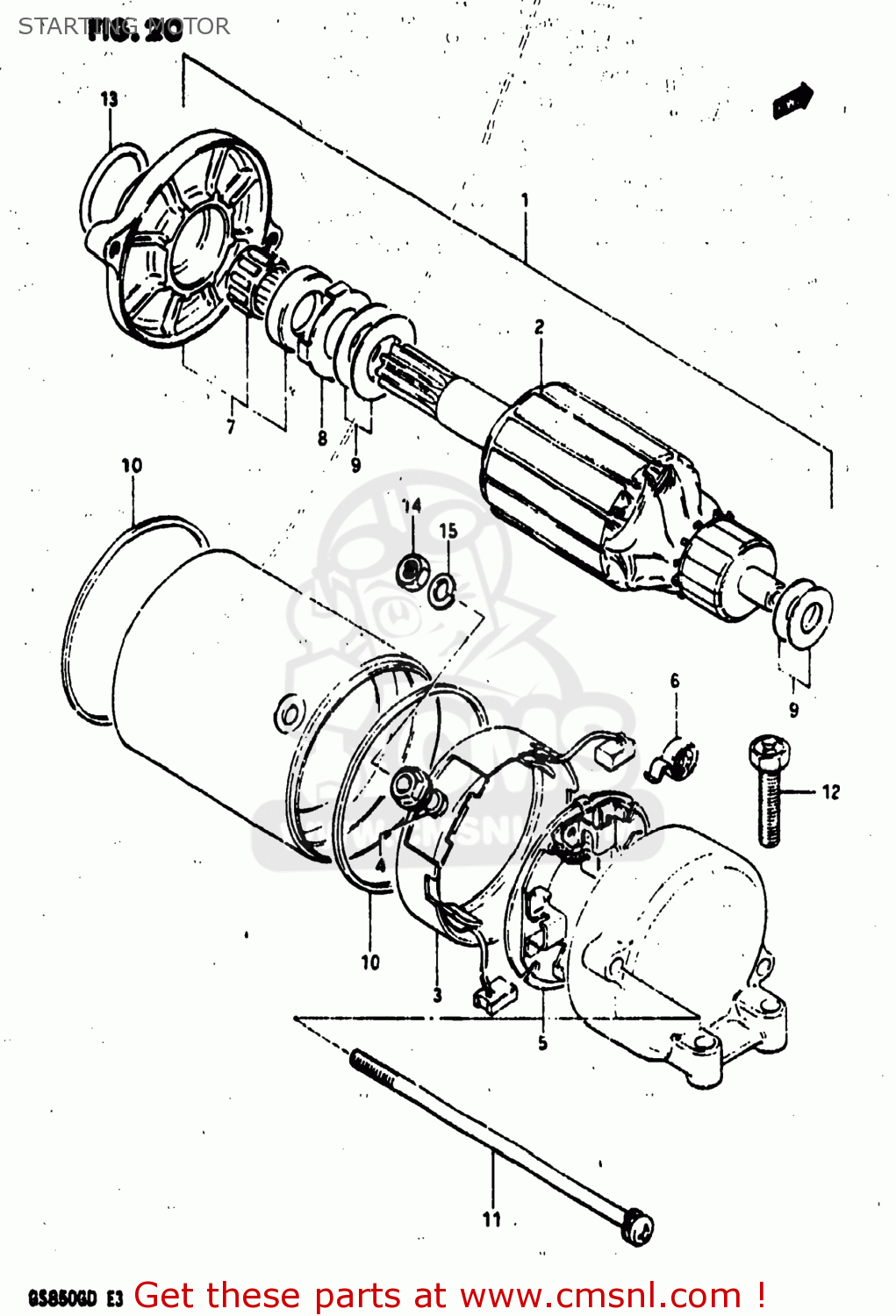 STARTING MOTOR GS850G 1983 (D) USA (E03)