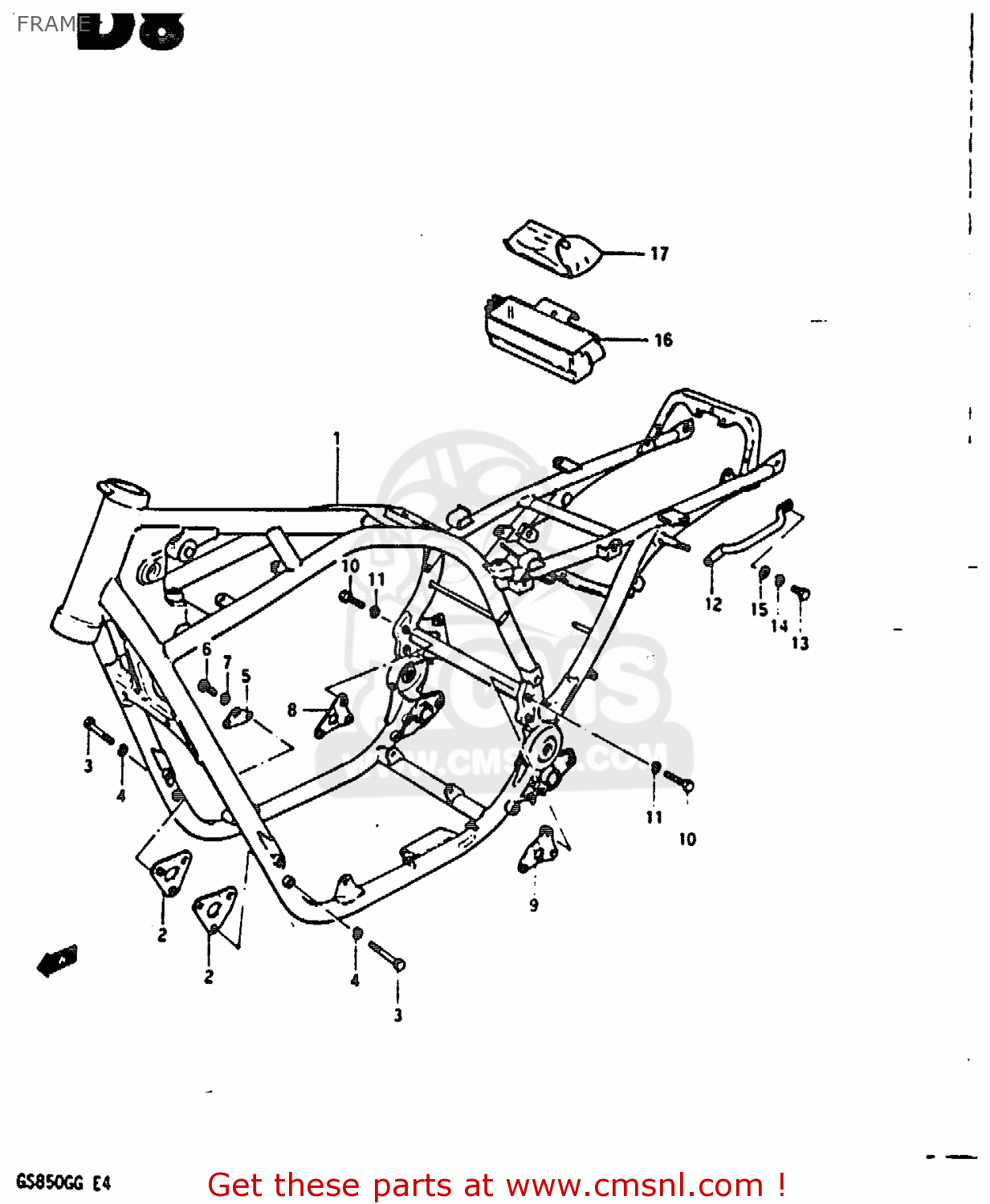 FRAME GS850G 1984 (E) (E01 E02 E04 E06 E22 E24 E25)