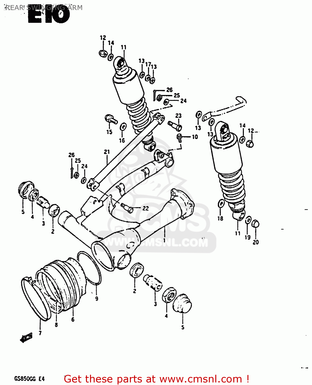REAR SWINGING ARM GS850G 1984 (E) (E01 E02 E04 E06 E22 E24 E25)