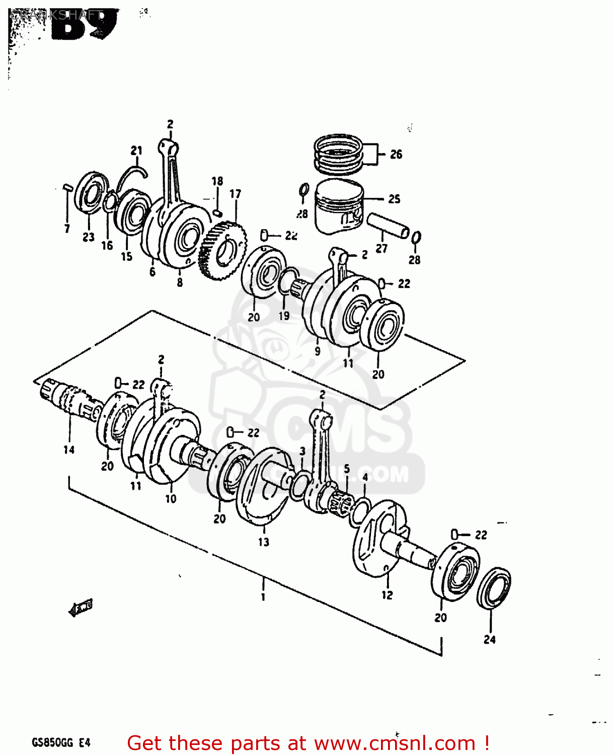 CRANKSHAFT GS850G 1984 (E) (E01 E02 E04 E06 E22 E24 E25)