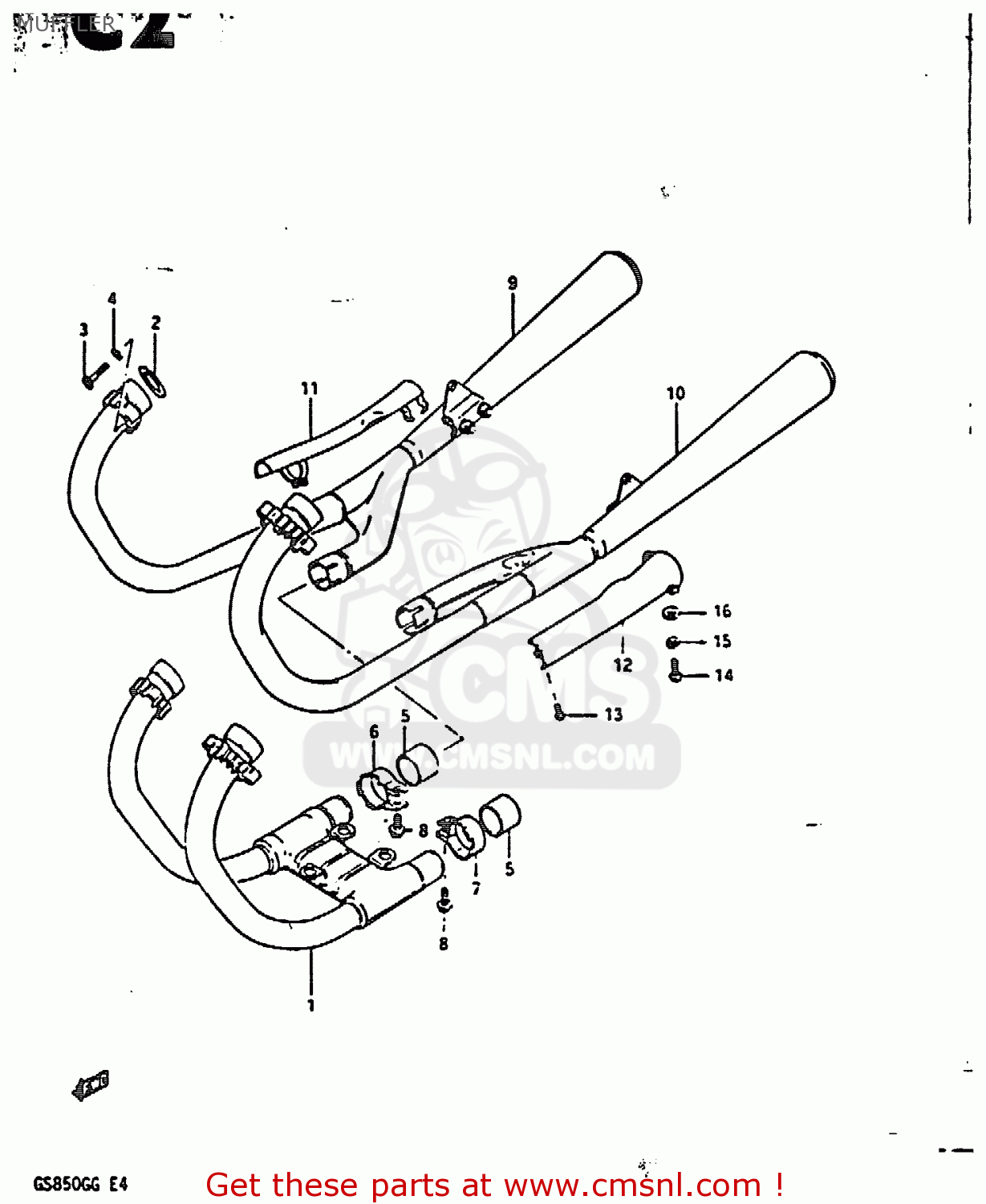 MUFFLER GS850G 1985 (F) (E01 E02 E04 E06 E22 E24 E25)
