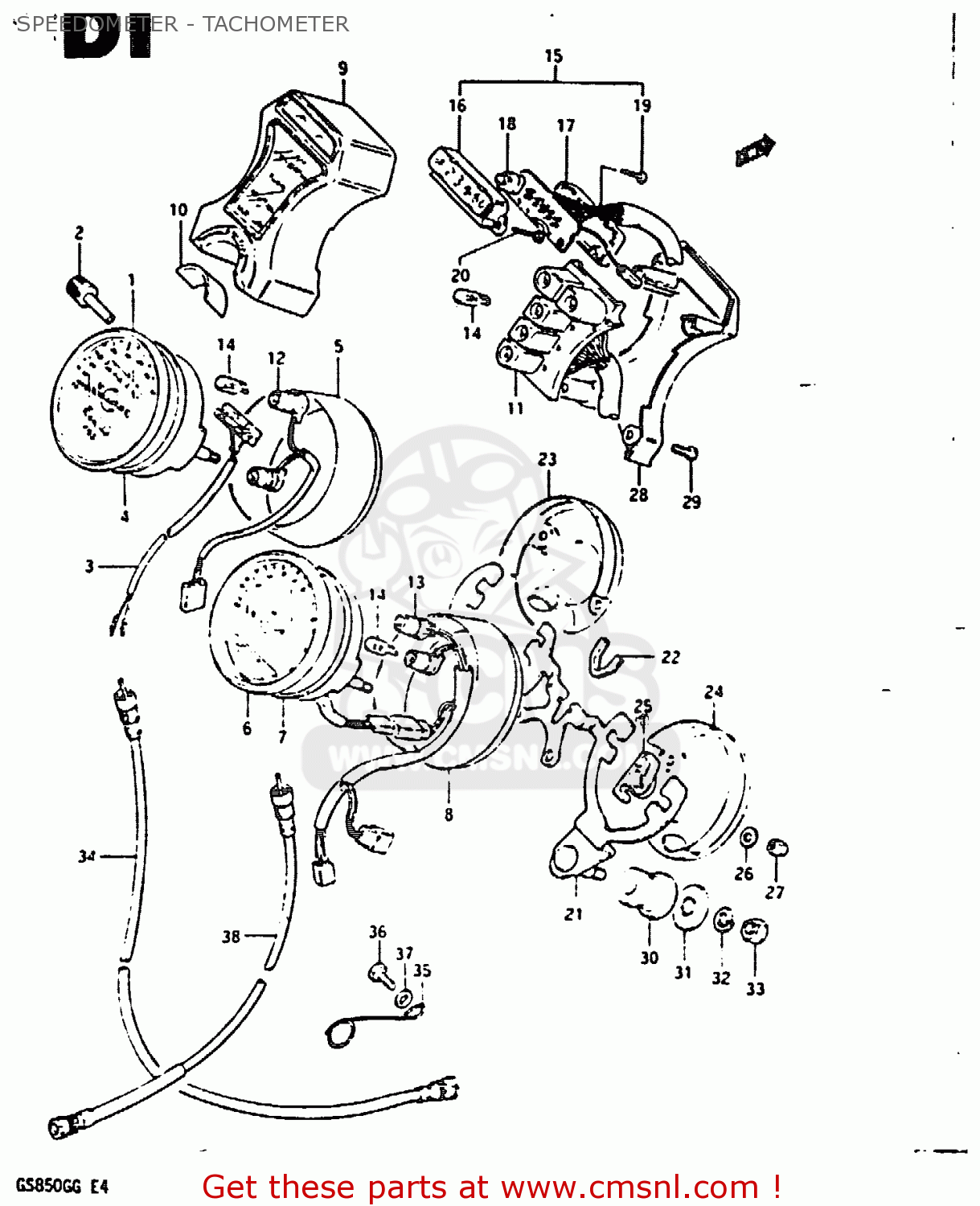 SPEEDOMETER - TACHOMETER GS850G 1985 (F) (E01 E02 E04 E06 E22 E24 E25)