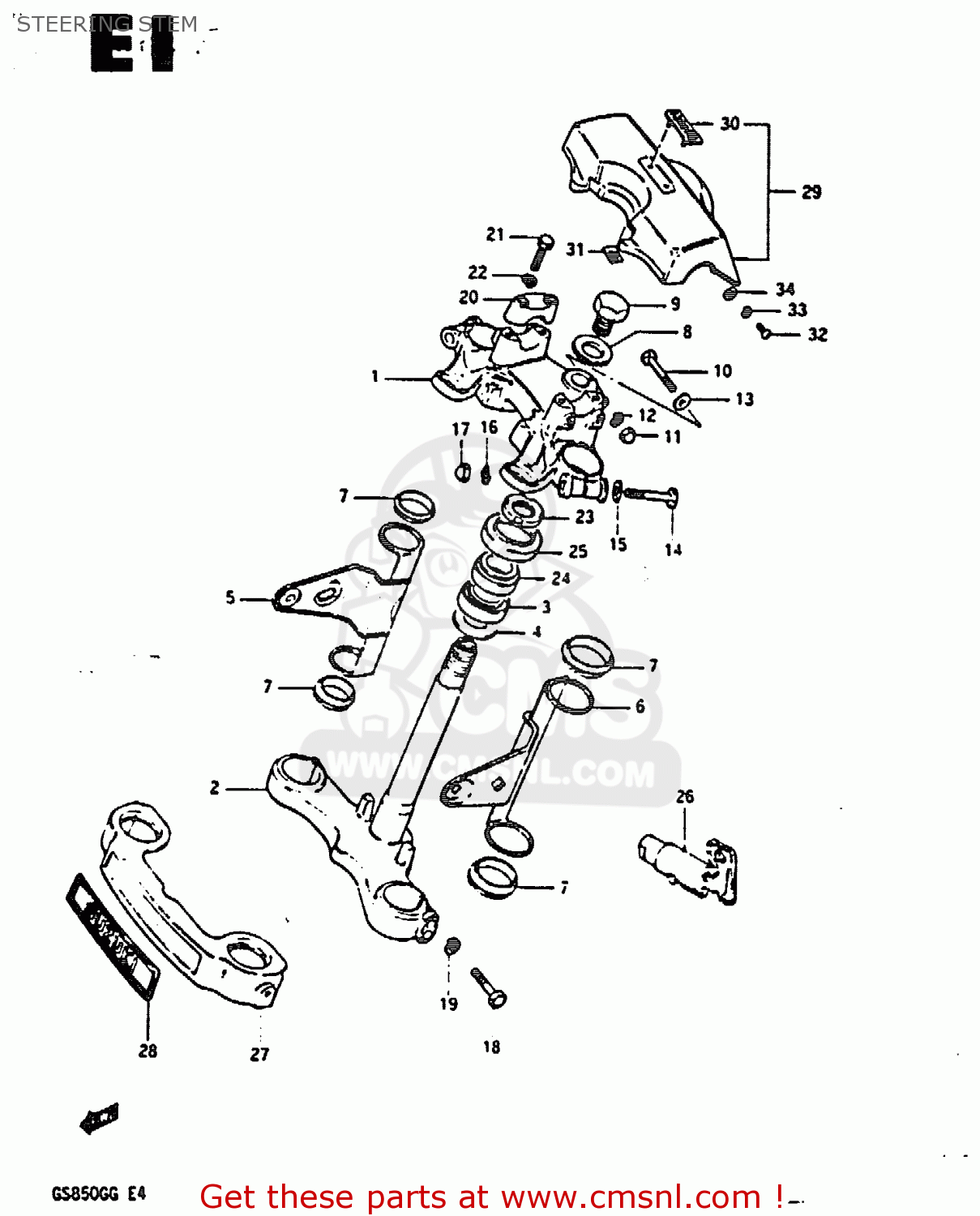 STEERING STEM GS850G 1985 (F) (E01 E02 E04 E06 E22 E24 E25)