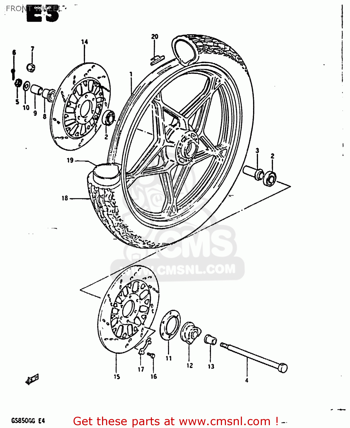 FRONT WHEEL GS850G 1985 (F) (E01 E02 E04 E06 E22 E24 E25)