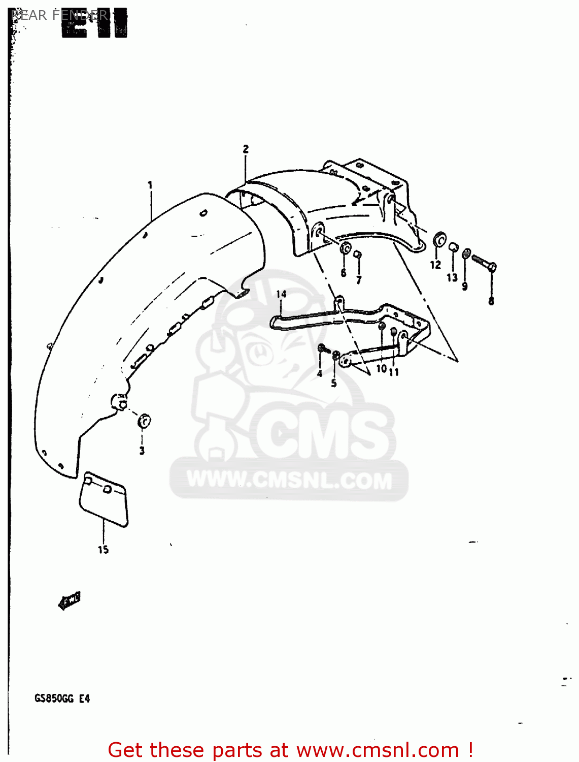 REAR FENDER GS850G 1985 (F) (E01 E02 E04 E06 E22 E24 E25)