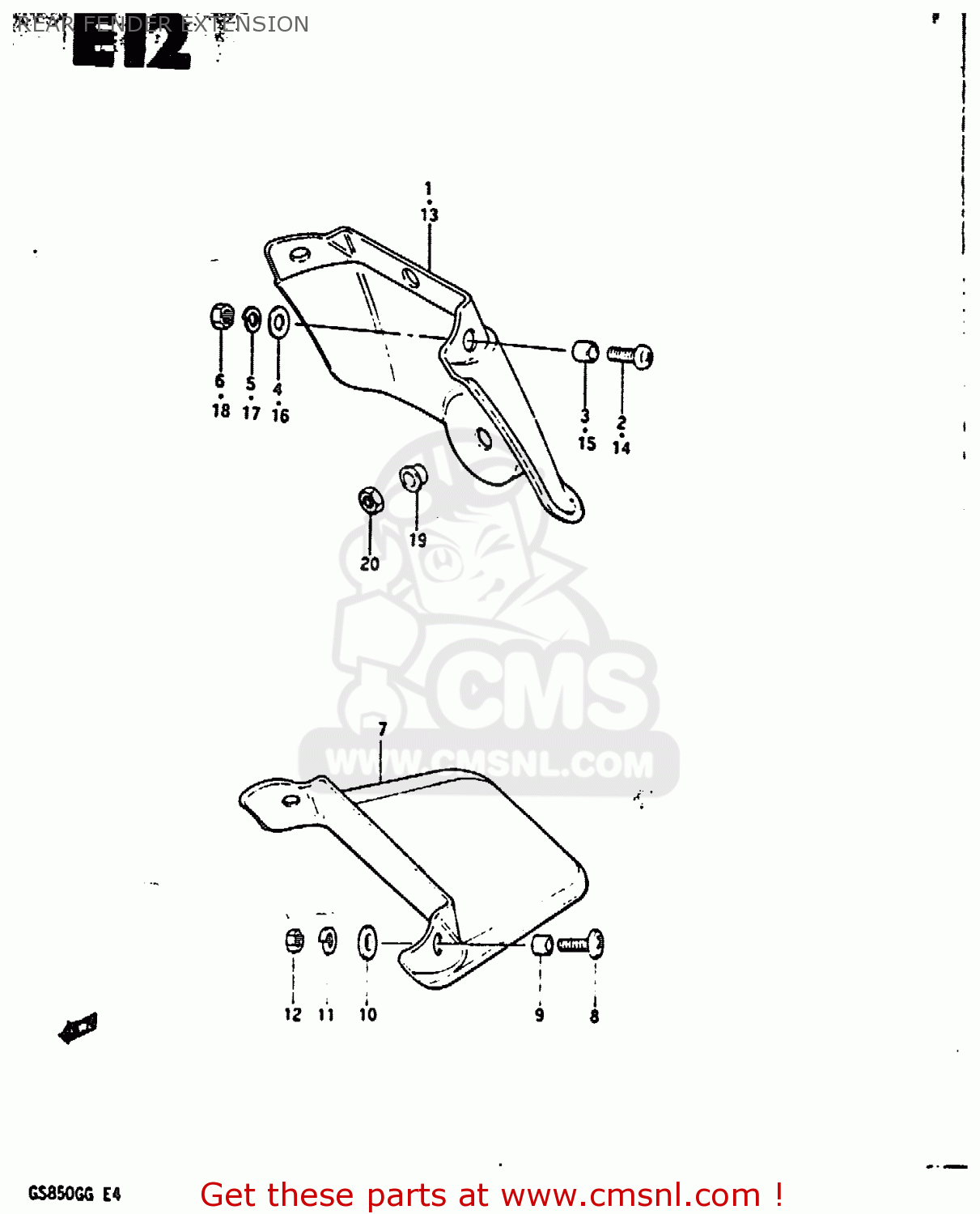 REAR FENDER EXTENSION GS850G 1985 (F) (E01 E02 E04 E06 E22 E24 E25)