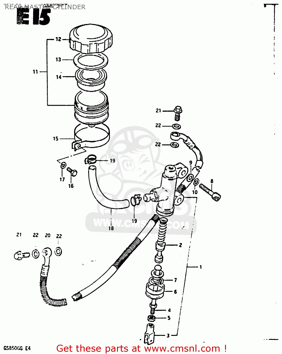 REAR MASTER CYLINDER GS850G 1985 (F) (E01 E02 E04 E06 E22 E24 E25)