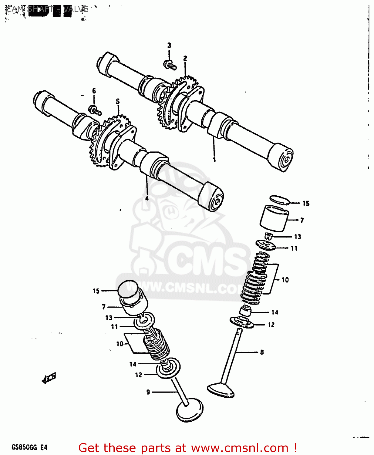 CAM SHAFT - VALVE GS850G 1985 (F) (E01 E02 E04 E06 E22 E24 E25)