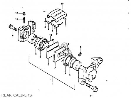 REAR CALIPERS - GS850G 1985 (F) (E01 E02 E04 E06 E22 E24 E25)
