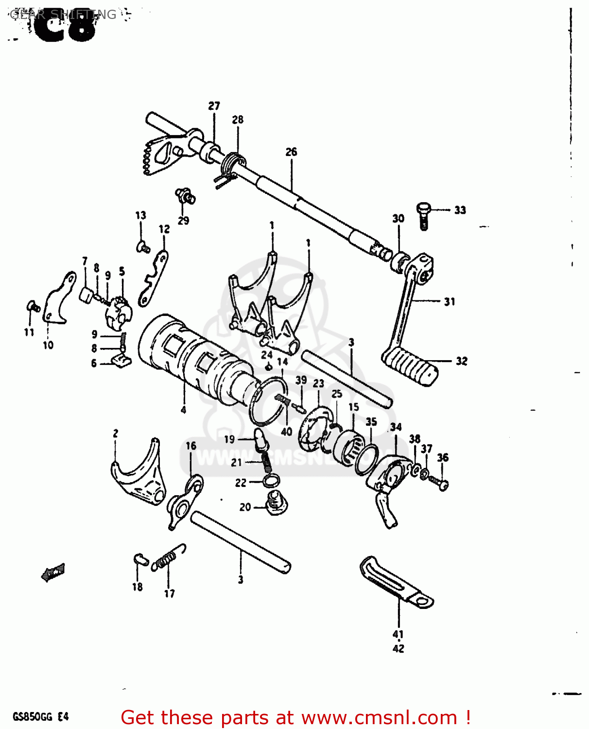 GEAR SHIFTING GS850G 1986 (G) (E01 E02 E04 E06 E22 E24 E25)