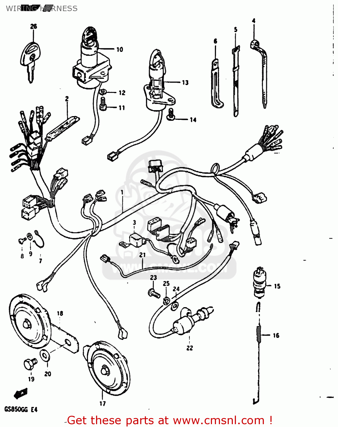 WIRING HARNESS GS850G 1986 (G) (E01 E02 E04 E06 E22 E24 E25)