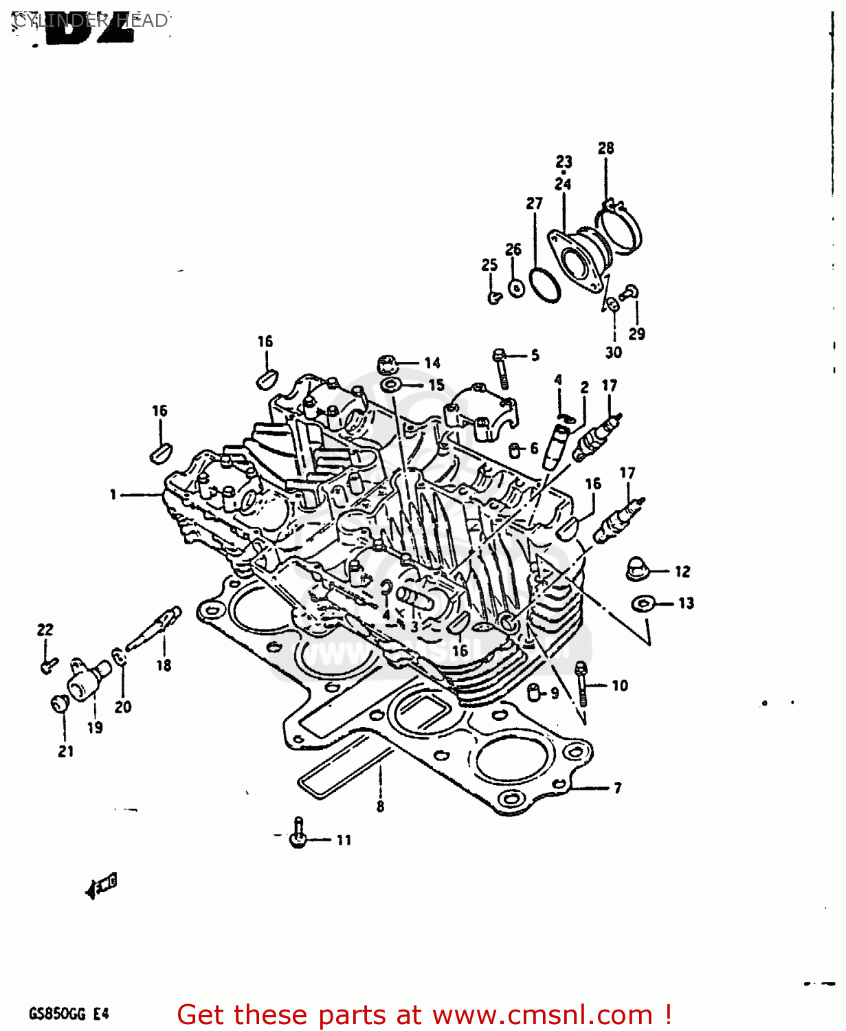 CYLINDER HEAD GS850G 1986 (G) (E01 E02 E04 E06 E22 E24 E25)