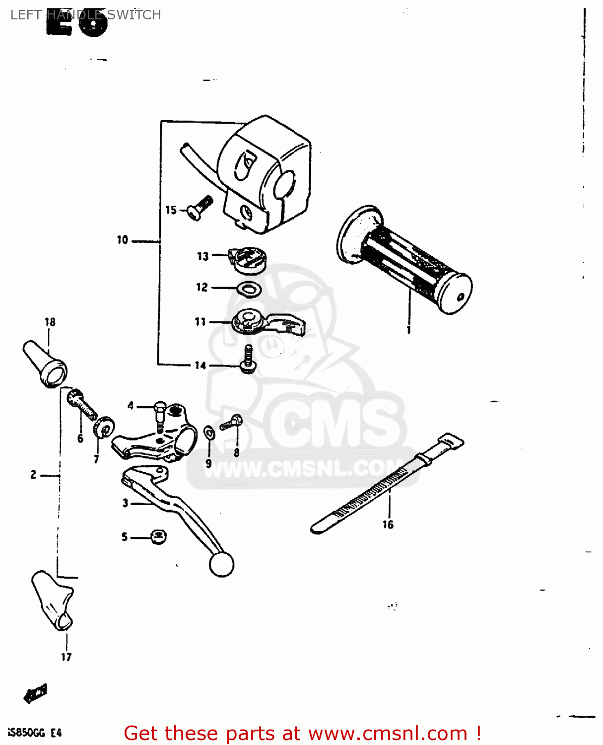 LEFT HANDLE SWITCH GS850G 1986 (G) (E01 E02 E04 E06 E22 E24 E25)