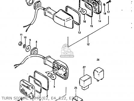 TURN SIGNAL LAMP (E2, E4, E22, E25) - GS850G 1986 (G) (E01 E02 E04 E06 E22 E24 E25)