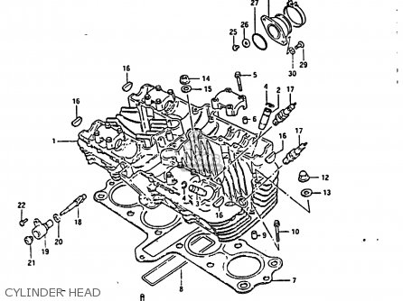 CYLINDER HEAD - GS850G 1986 (G) (E01 E02 E04 E06 E22 E24 E25)