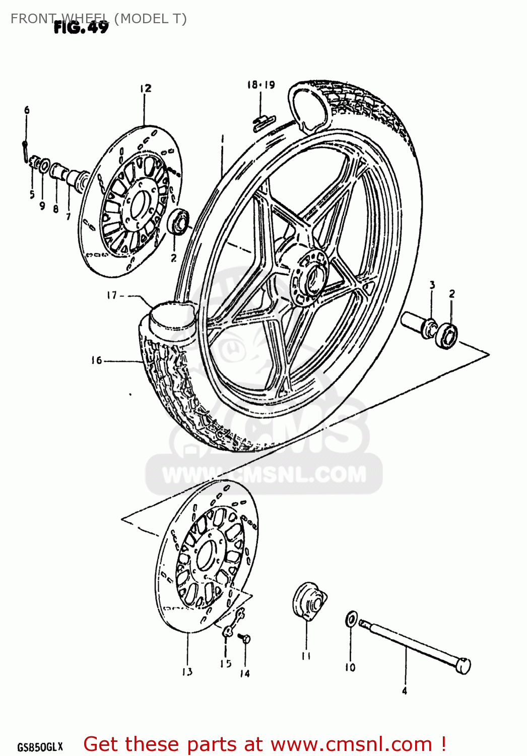 FRONT WHEEL (MODEL T) GS850GL 1980 (T) USA (E03)