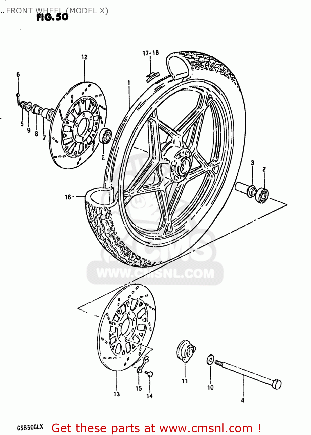 FRONT WHEEL (MODEL X) GS850GL 1980 (T) USA (E03)