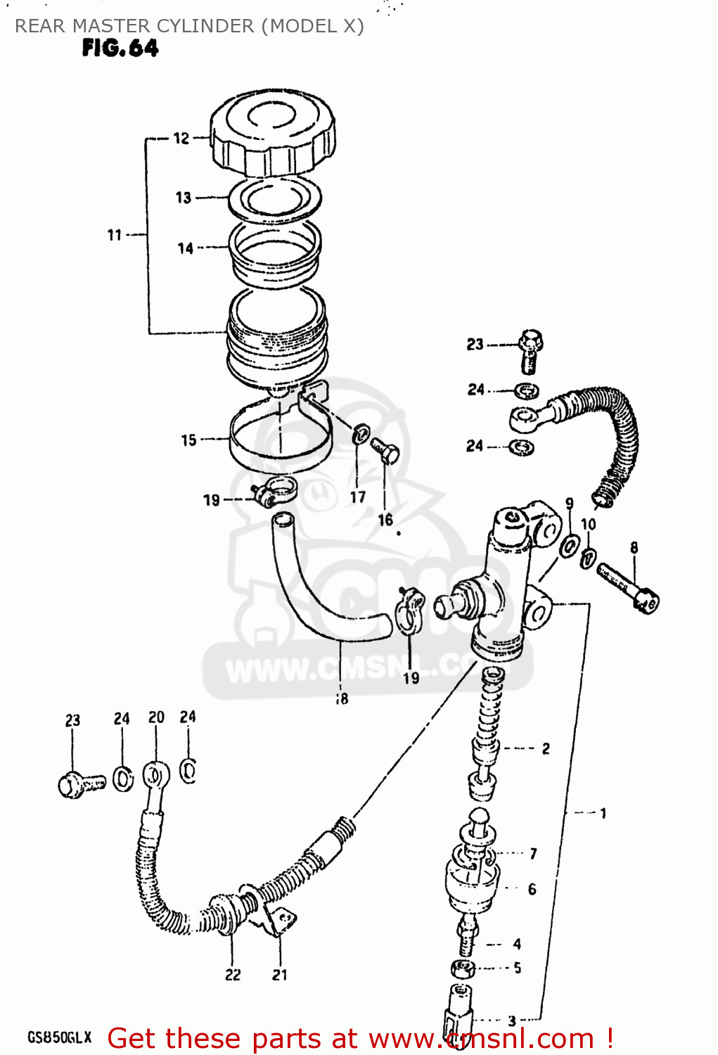 REAR MASTER CYLINDER (MODEL X) GS850GL 1980 (T) USA (E03)