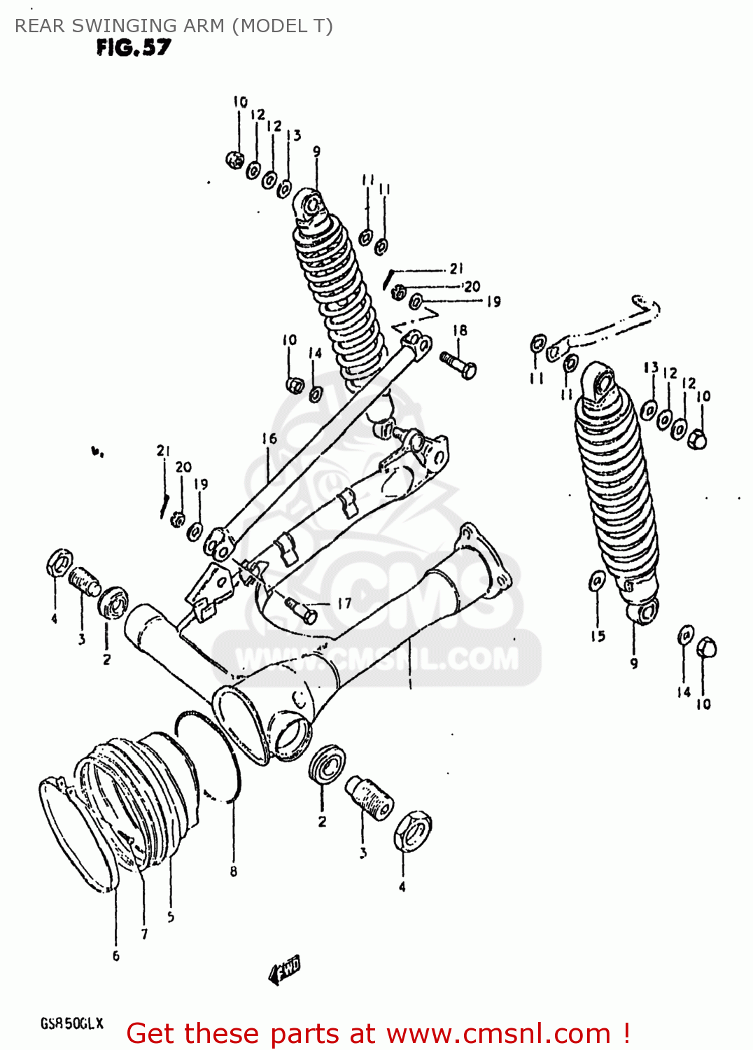 REAR SWINGING ARM (MODEL T) GS850GL 1980 (T) USA (E03)