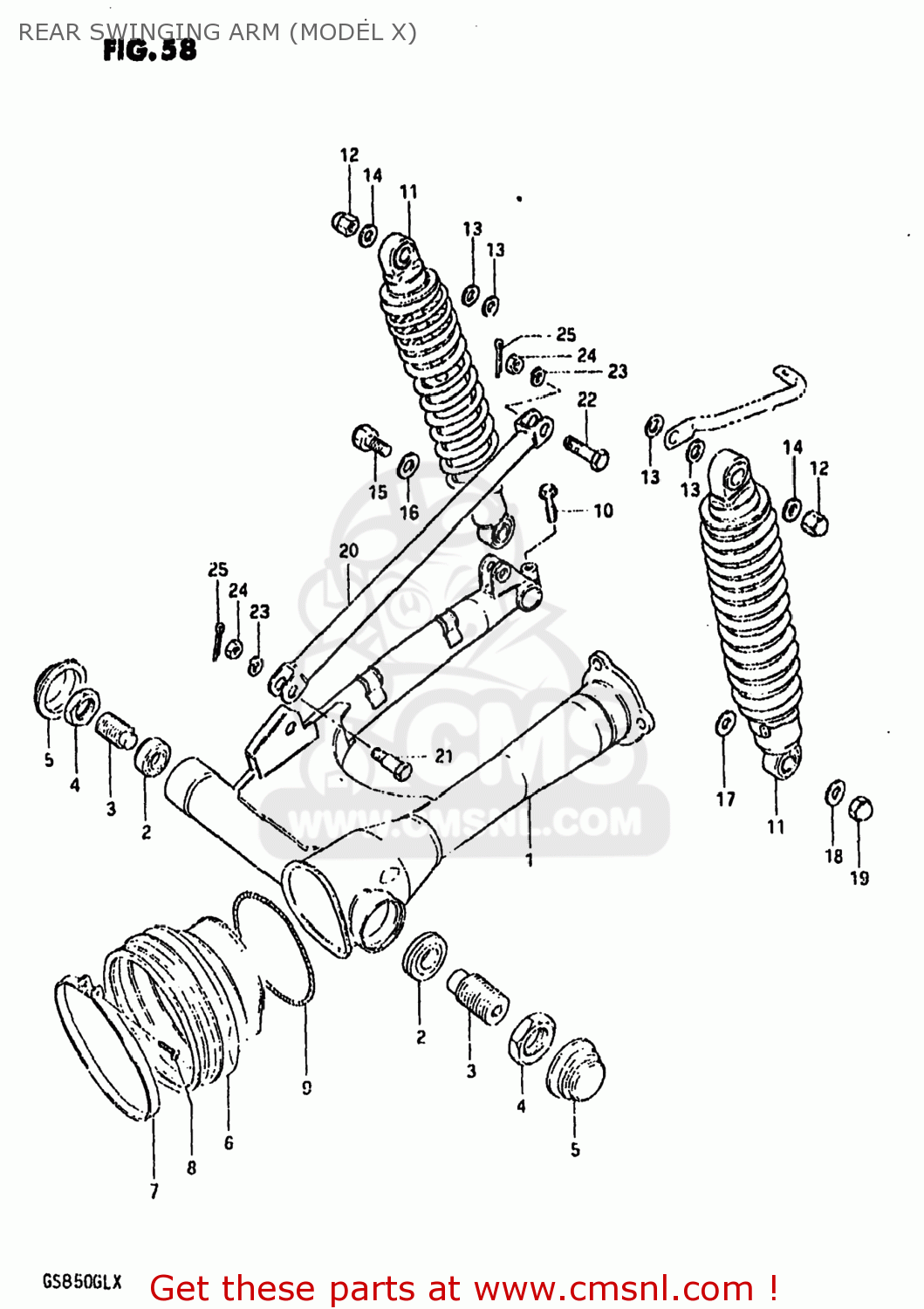 REAR SWINGING ARM (MODEL X) GS850GL 1980 (T) USA (E03)