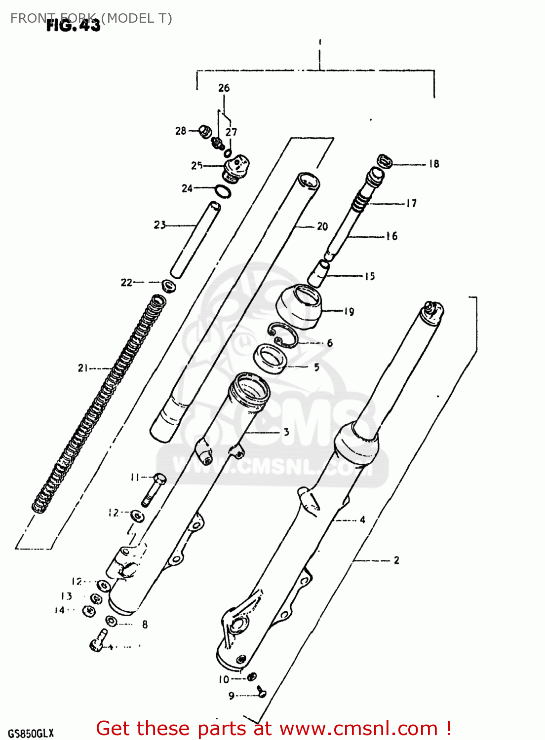 FRONT FORK (MODEL T) GS850GL 1981 (X) USA (E03)