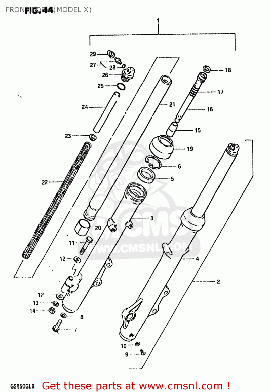 FRONT FORK (MODEL X) GS850GL 1981 (X) USA (E03)