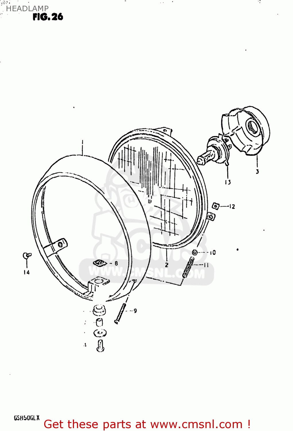 HEADLAMP GS850GL 1981 (X) USA (E03)