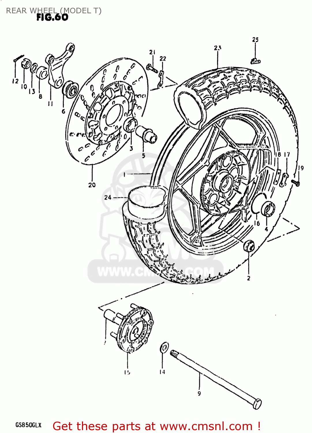 REAR WHEEL (MODEL T) GS850GL 1981 (X) USA (E03)