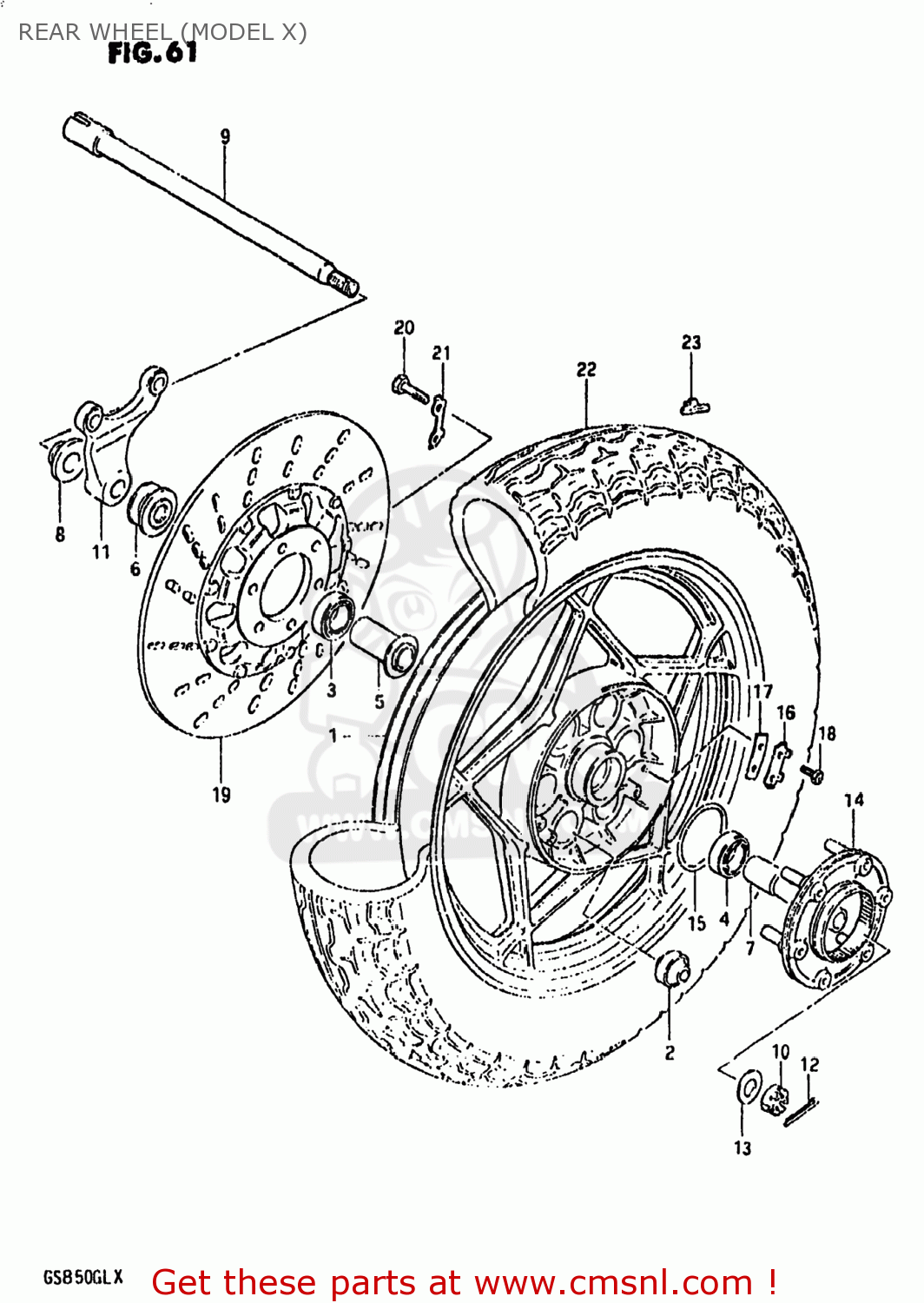 REAR WHEEL (MODEL X) GS850GL 1981 (X) USA (E03)
