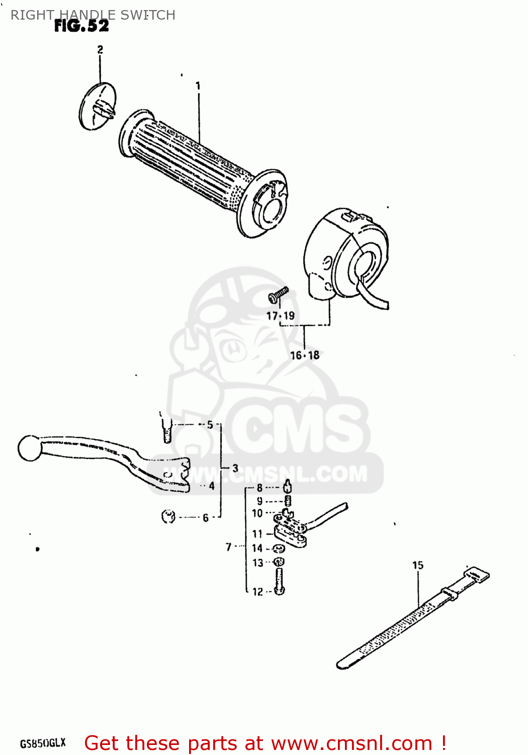 RIGHT HANDLE SWITCH GS850GL 1981 (X) USA (E03)
