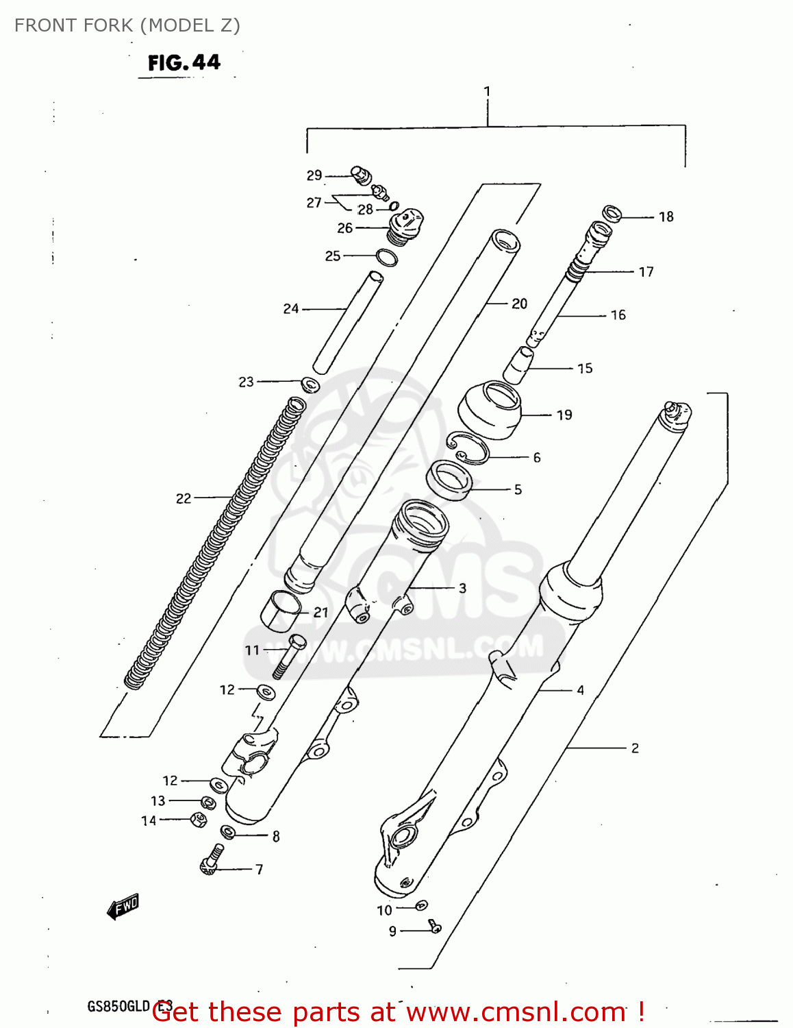 FRONT FORK (MODEL Z) GS850GL 1982 (Z) USA (E03)