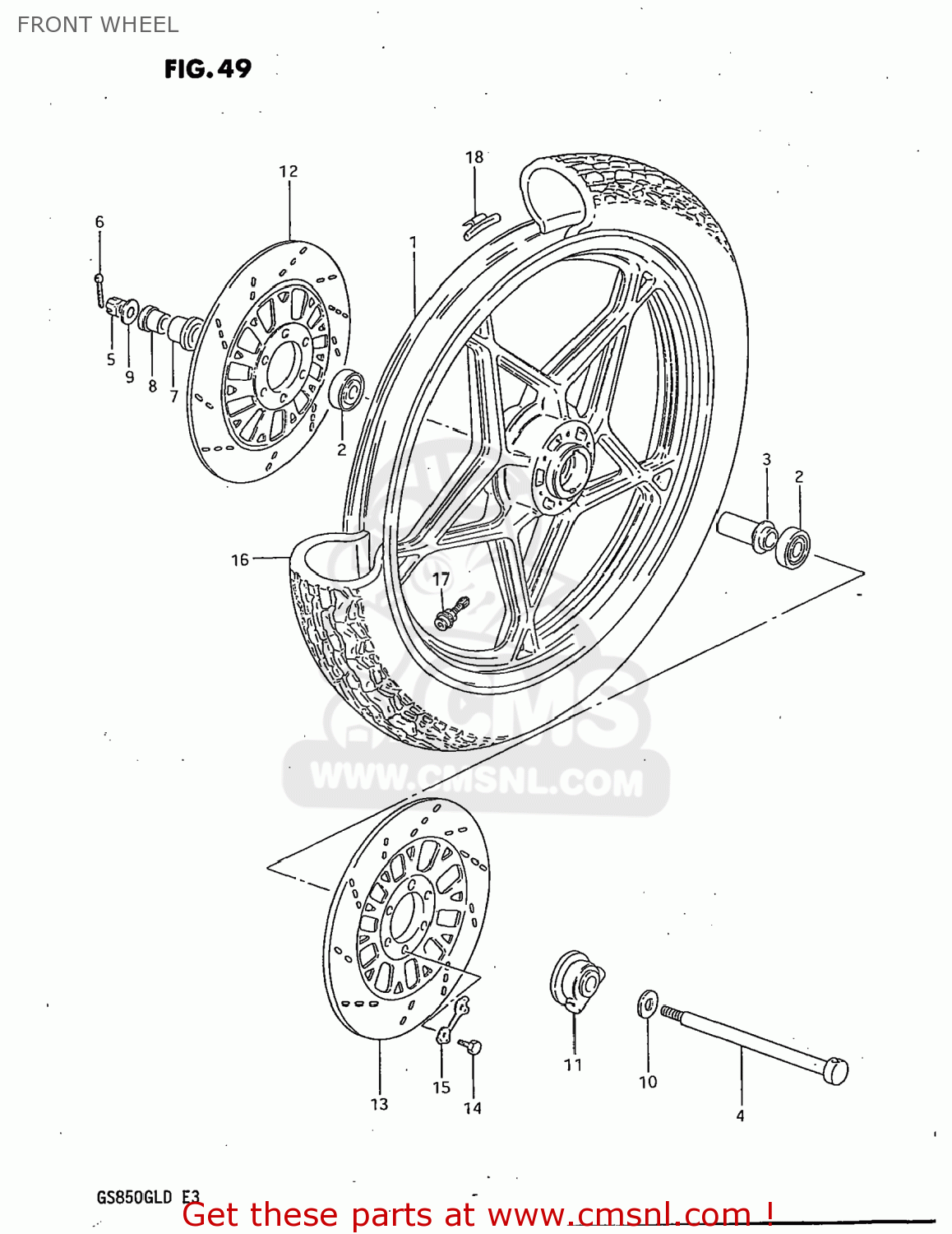 FRONT WHEEL GS850GL 1982 (Z) USA (E03)