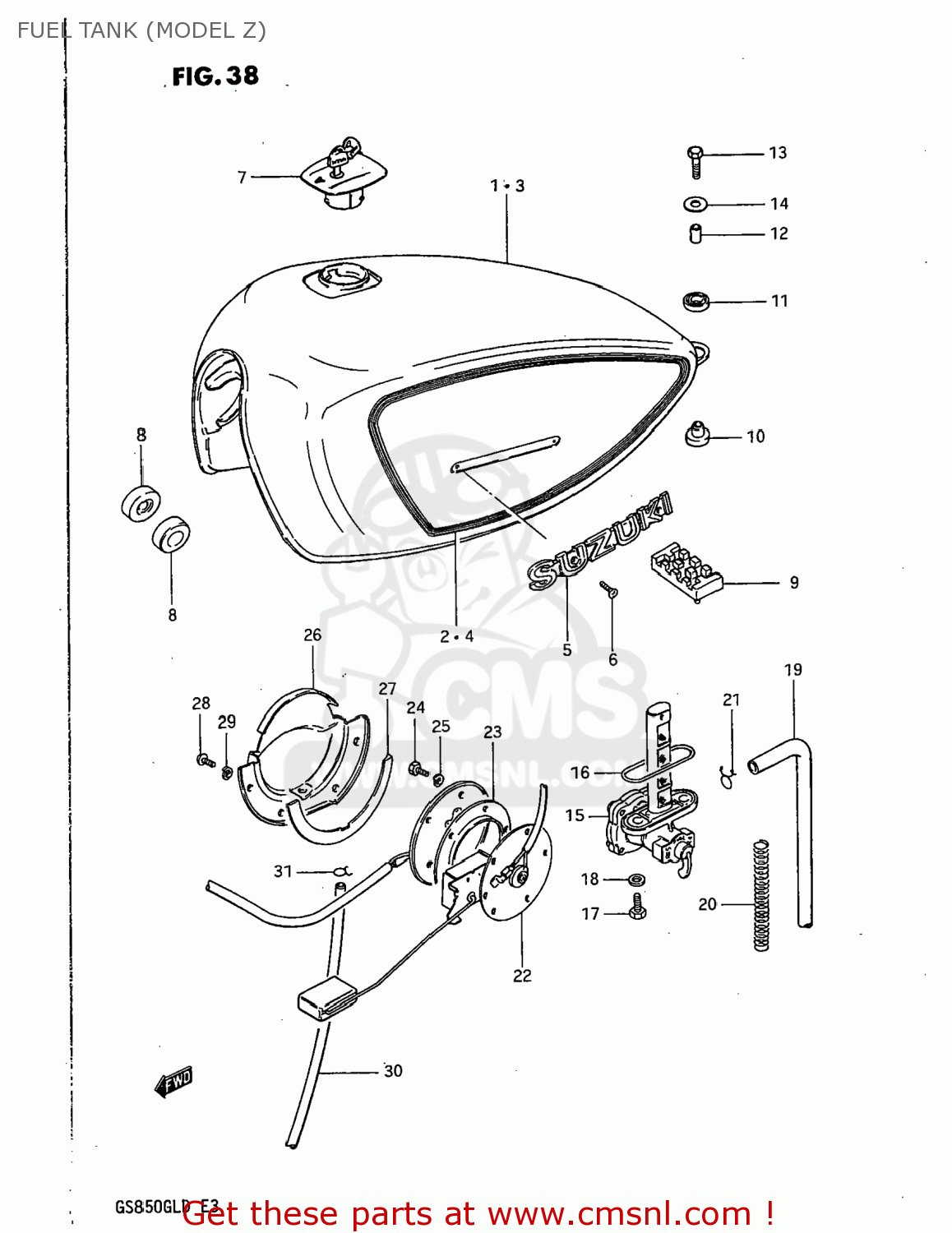 FUEL TANK (MODEL Z) GS850GL 1982 (Z) USA (E03)