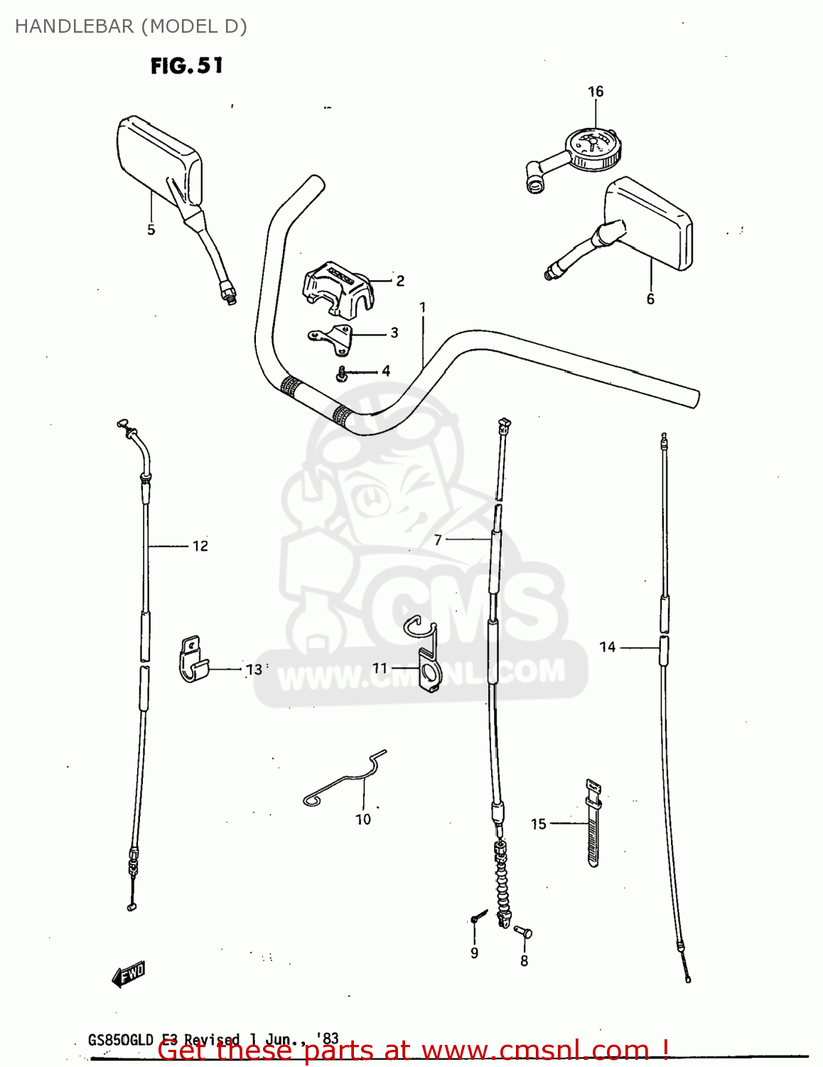 HANDLEBAR (MODEL D) GS850GL 1982 (Z) USA (E03)