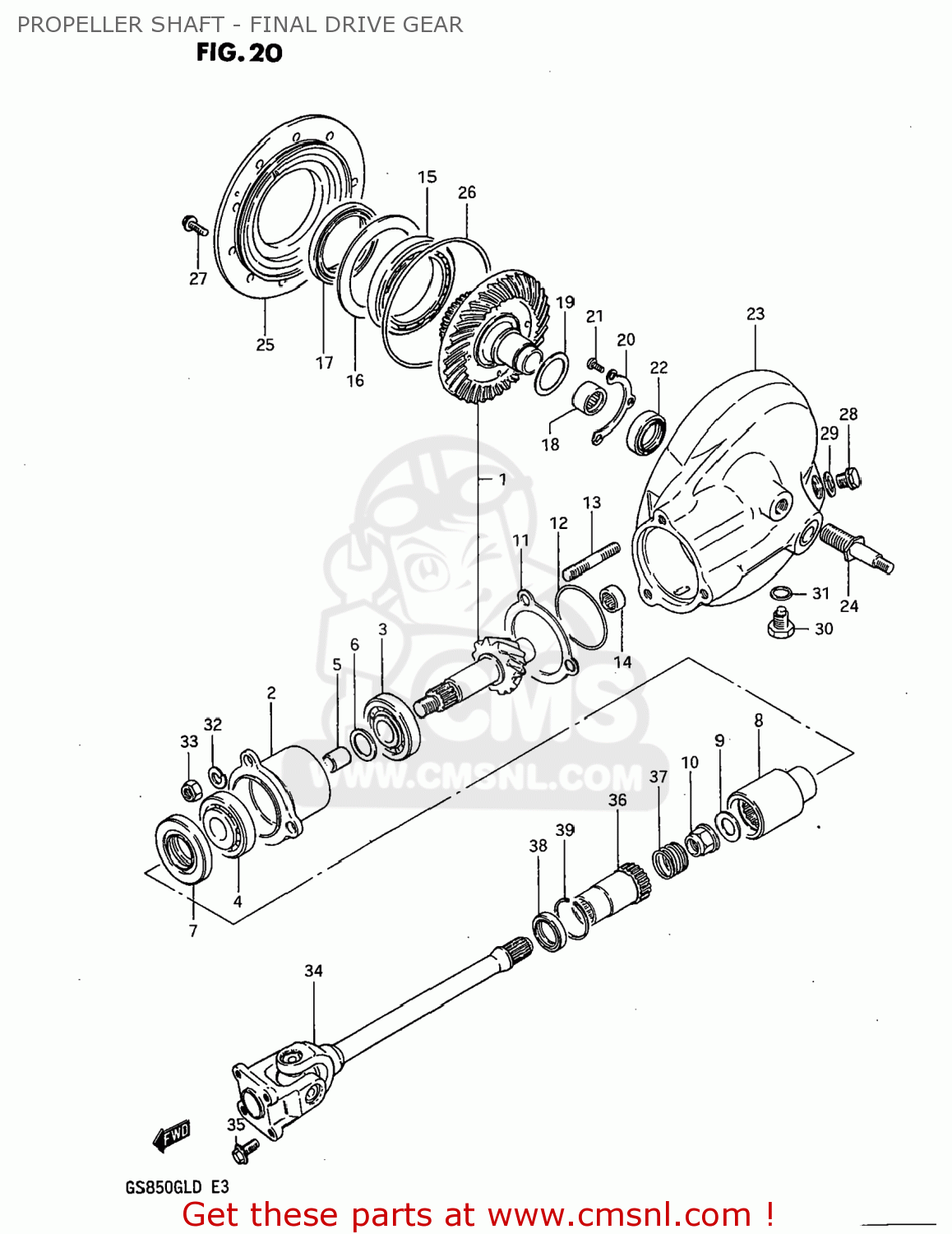 PROPELLER SHAFT - FINAL DRIVE GEAR GS850GL 1982 (Z) USA (E03)
