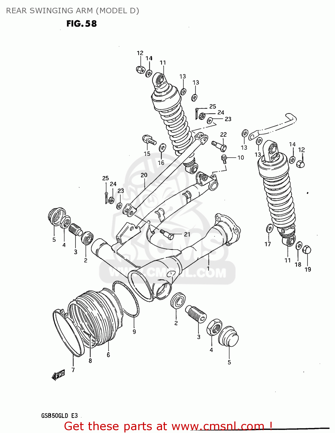 REAR SWINGING ARM (MODEL D) GS850GL 1982 (Z) USA (E03)