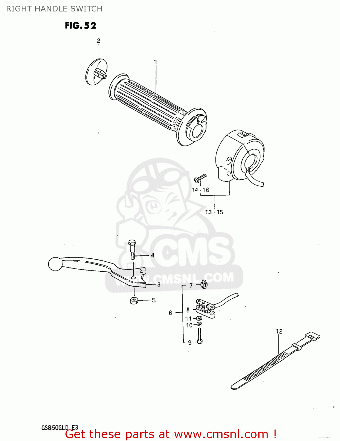 RIGHT HANDLE SWITCH GS850GL 1982 (Z) USA (E03)