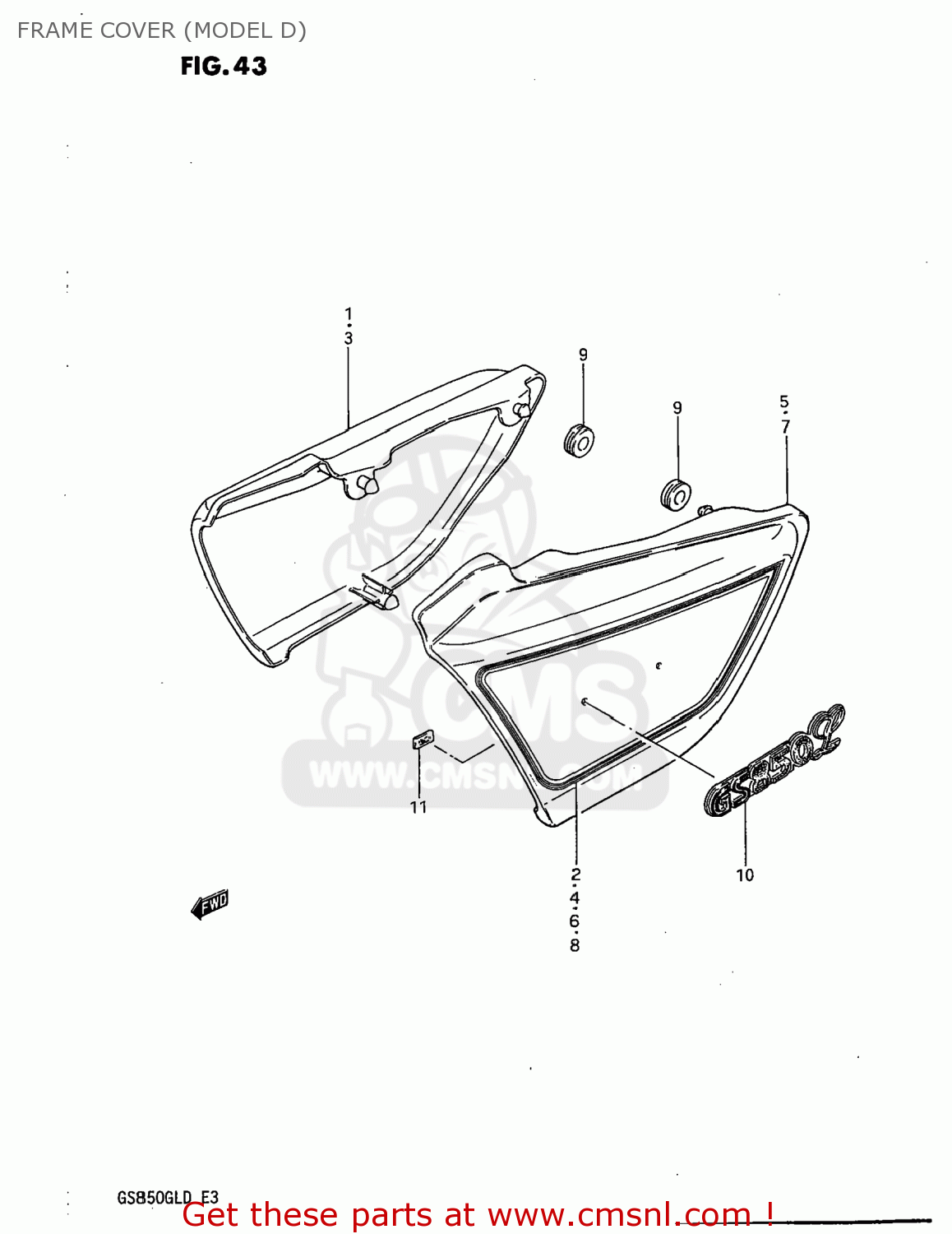 Suzuki GS850GL 1983 (D) USA (E03) FRAME COVER (MODEL D) - buy original ...