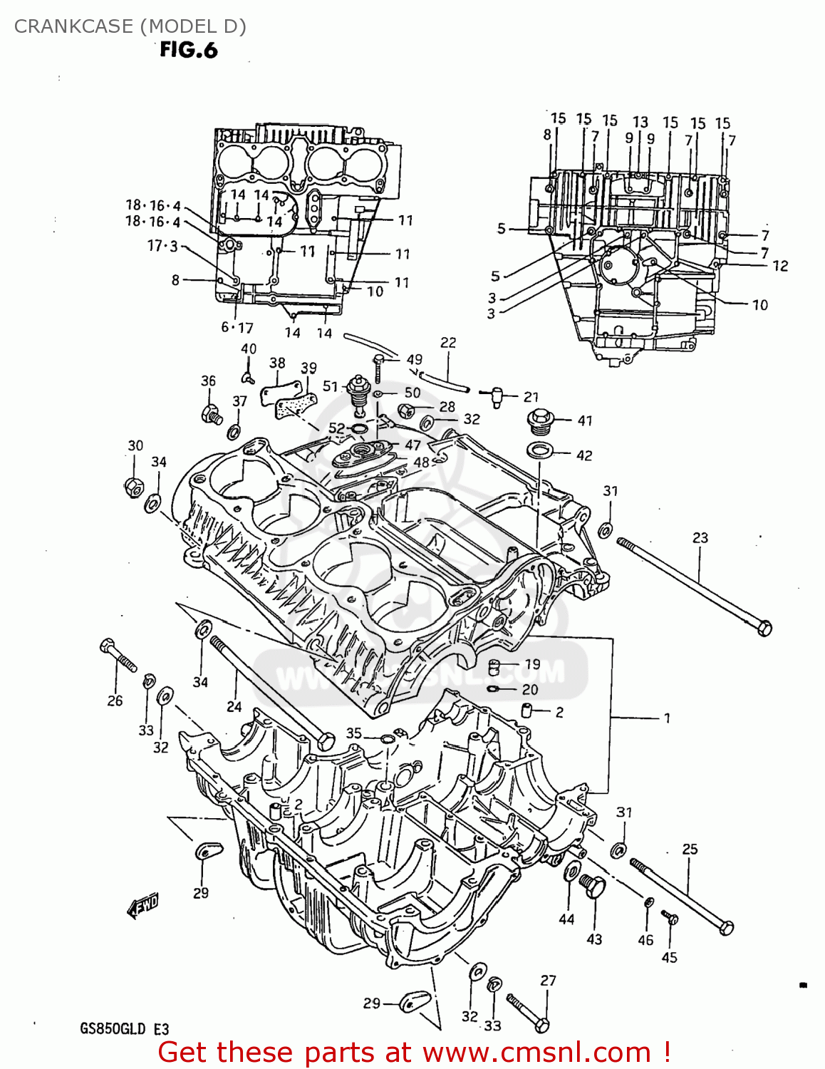 CRANKCASE (MODEL D) GS850GL 1983 (D) USA (E03)